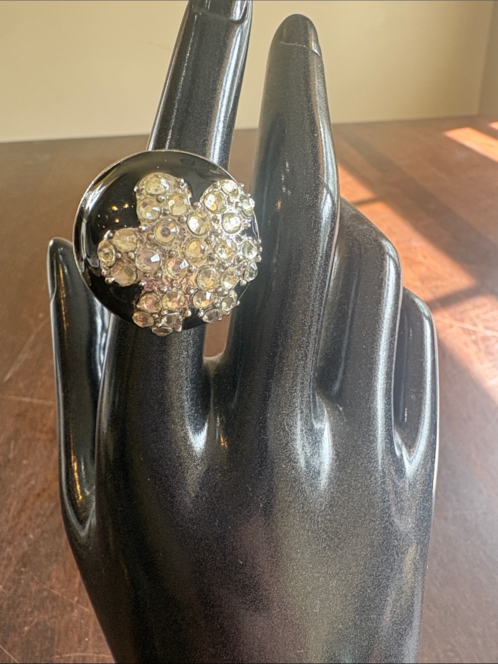 Vintage Crystal Cluster Flower Statement Ring